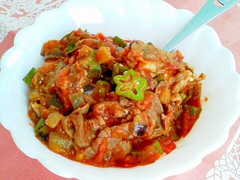 ノンオイル!夏野菜とお肉で簡単ラタトゥイユ風